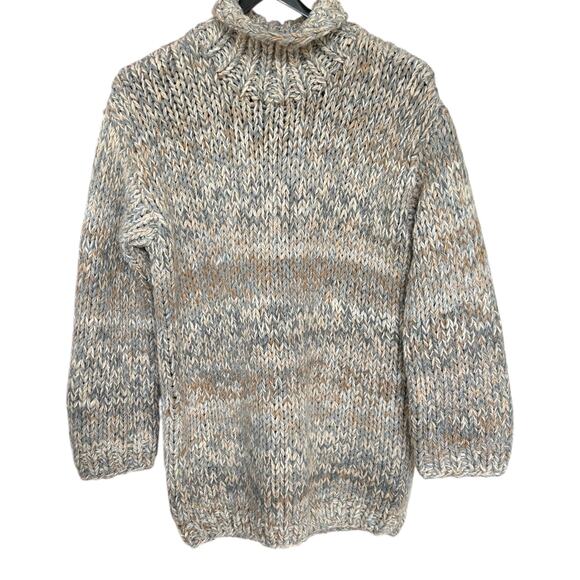 Lands' End Women's Hand Knit Long Marled Chunky Cable Knit Sweater Size XL/18 - Picture 2 of 5